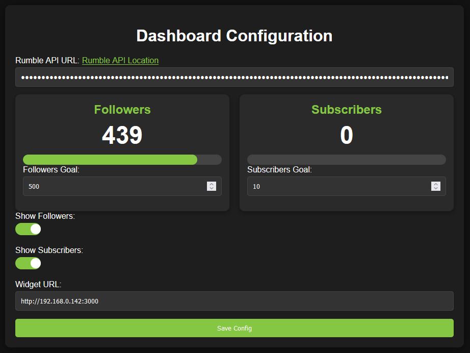 Rumble Dashboard Project